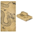 thumbnail image 6 of GZHJMY Bath Towel Sets for Bathroom Hand Towels Fingertip Towels Ancient Chinese Dragon 3 Piece Decorative Soft Cotton Absorbent, 6 of 6