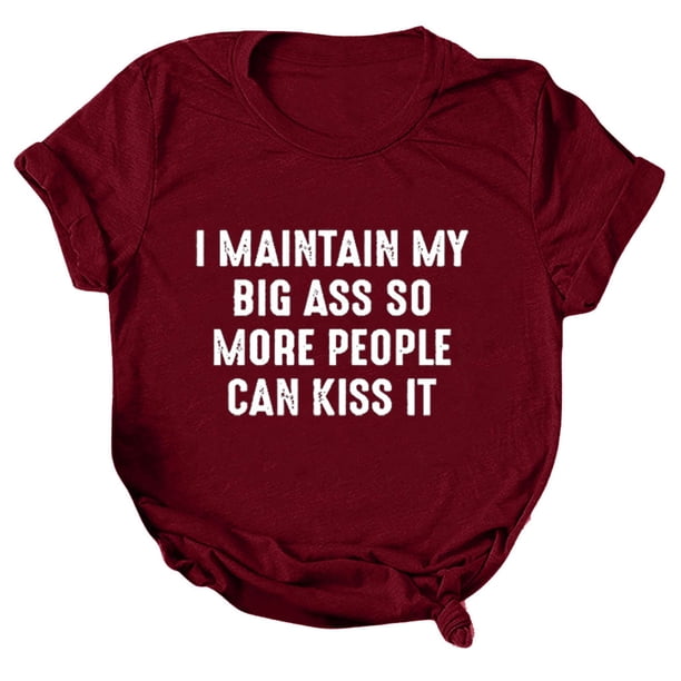 Gibobby Casual Playera de Manga Corta para Mujer Blusa corta Mangas sueltas Mujeres Tops Camiseta O-cuello Impresión casual Blusa mujer(Vino,M)