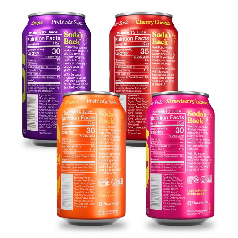 poppi Prebiotic Soda Variety Pack, 12 fl oz, 8 Pack Cans photo 4