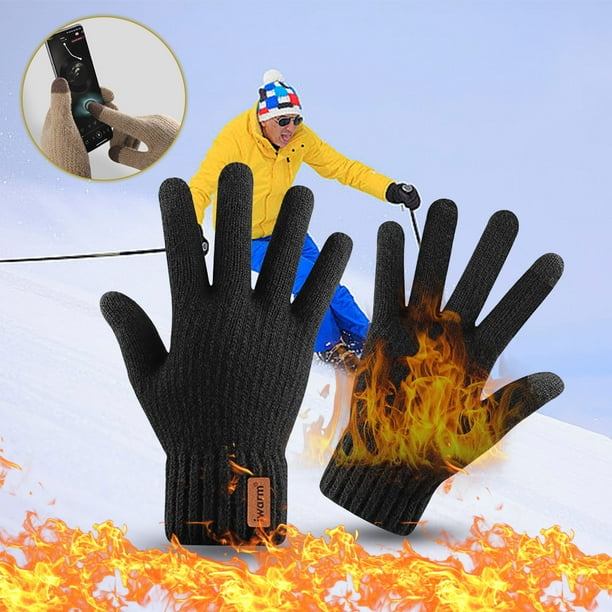 Guantes de punto de invierno cálidos para hombre y mujer, con pantalla mejorada y forro polar antideslizante.