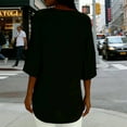thumbnail image 5 of Gamivast Linen Linen Blouses for Women Loose Split V-Neck 3/4 Sleeve Tunics Casual Summer Shirts Plain Color Side Slit Work Wear Outfits, 5 of 8