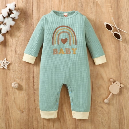 

Quealent Baby Rompers Winter Jumpsuit For Baby Boy Unisex Baby Boy Girl Button Solid Romper Bodysuit One Piece Jumpsuit Outfits Clothes Green 6-9 Months