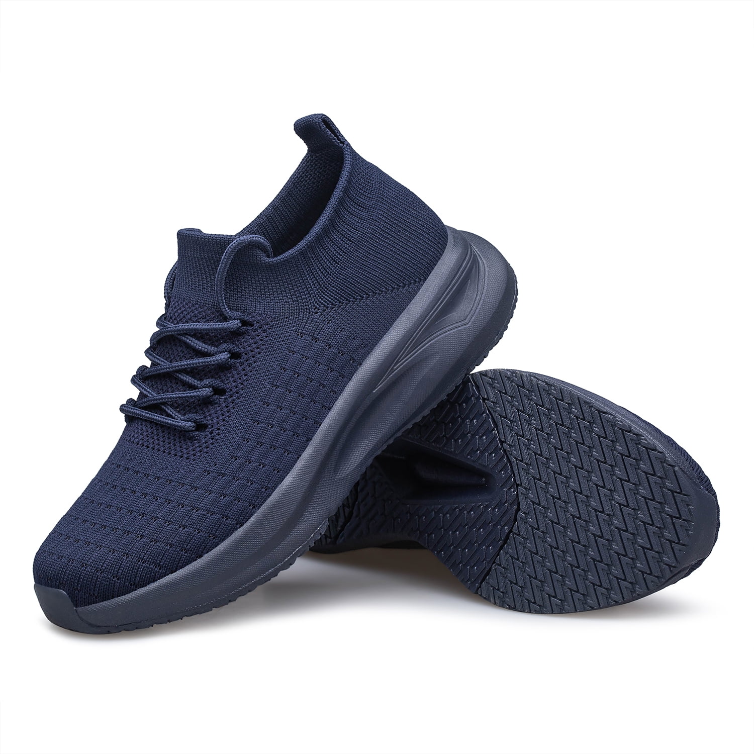 vibdiv Walking Shoes for Men Non Slip Running Shoes Lightweight Breathable Slip on Sock Shoes Workout Gym Fashion Sneakers Navy Blue Size 13