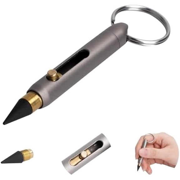 Mini Forever Pencil with Keychain, TItanium Portable Infinity Inkless Metal Pencil for Note Taking, Sketch, Drafting, Writing, Office$$Office