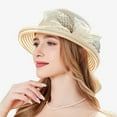 thumbnail image 2 of Riforla Womens Summer Dress Hat Wide Leaf Flower Bridal Shower Hat Sun Hats Beach Hat Beach Hats for Women Beige, 2 of 7