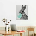 thumbnail image 3 of Nawypu  Bunny Rabbit Animal Bubble Gum Art Teal Blue Canvas Print Black and White Wall Art Home Decoration Pop Art Living Room Room Decor Nursery Ready to Hang, 3 of 5