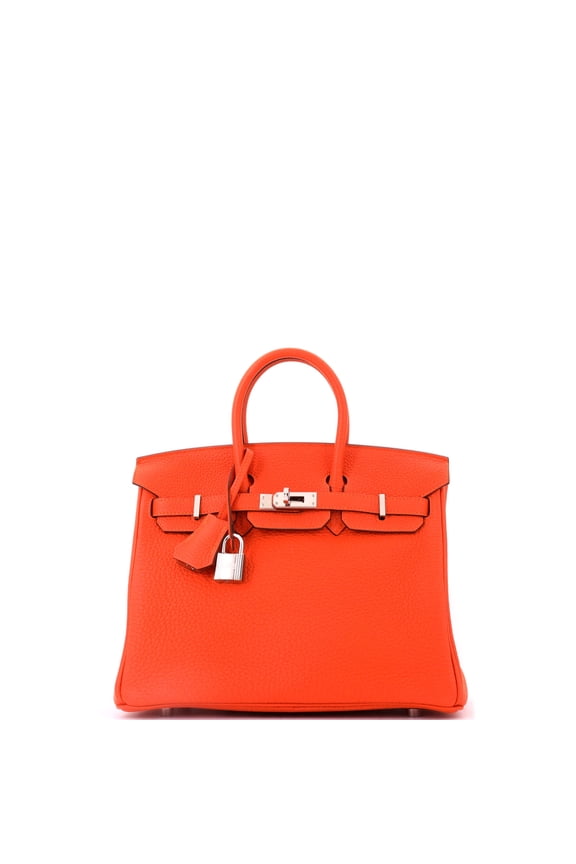 Pre-Owned Birkin Handbag Feu Togo with Palladium Hardware 25 By Rebag