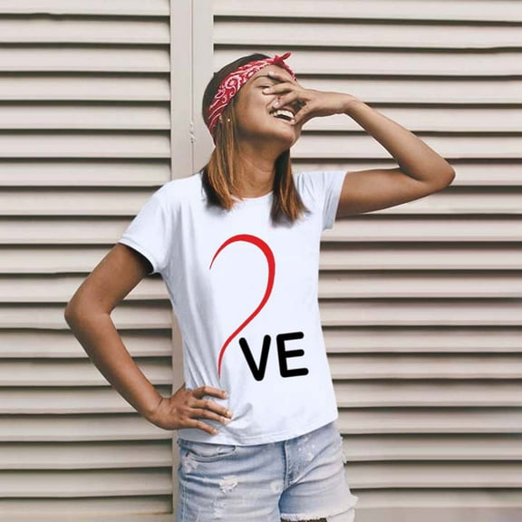 EQWLJWE Matching Shirts for Couples Love - LO VE - Valentine's Day T-Shirt for him and her Personalized Matching Couples