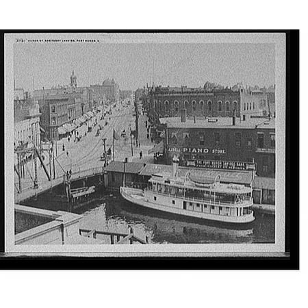 Historic Print, Huron St. [Street] and ferry landing, Port Huron, Mich., 16" x 20"