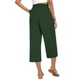 thumbnail image 4 of Women'S Cropped Pants Drawstring Casual with Pockets Loose High Waisted Wide Leg Lounge Pants Army Green S, 4 of 6