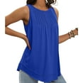 thumbnail image 4 of fatyb Tank Tops for Women Sleeveless Tunic Pleated Shirts Casual Crew Neck Blouses Womens Loose Tshirts, 4 of 6