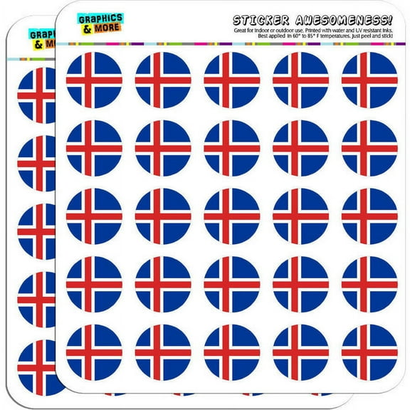 Iceland National Country Flag 50 1" Planner Calendar Scrapbooking Crafting Stickers
