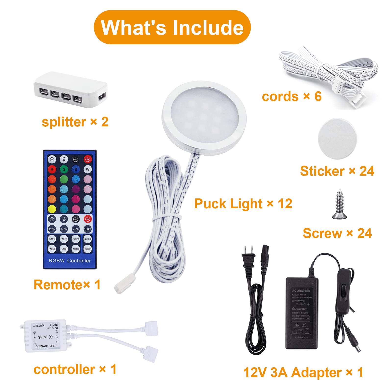 LED Under Cabinet Color Changing Puck Lights with Remote for Kitchen 20 Static Colors and 6 Dynamic Modes（12 Pack）