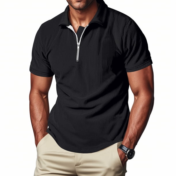 pstuiky camisetas de manga corta para hombre, Camisa de manga larga con botones y solapa para hombre, de color liso, para vacaciones y tiempo libre camisas casuales para hombre xxxl