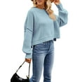 thumbnail image 1 of Lucakuins Suéter de punto para mujer, manga larga, cuello redondo, sólido, suelto, suéter cálido para otoño invierno Lucakuins  moda, 1 of 3