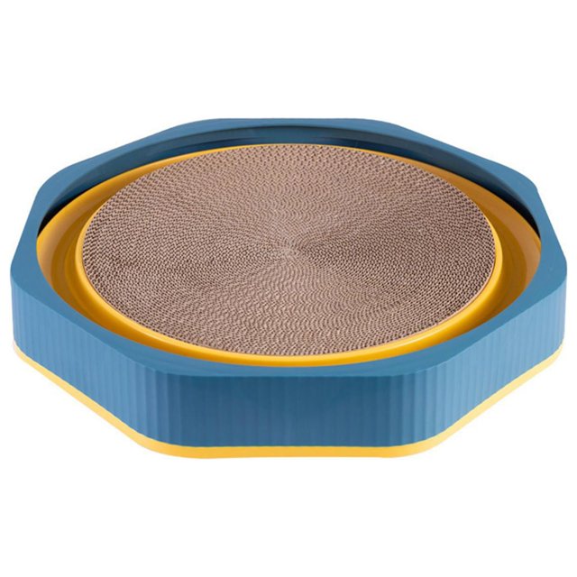 lionlar Chats Griffoir Pad Ronde Activité Jouets Grind Griffes Conseil Intérieur Ondulé Papier Bleu