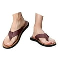 thumbnail image 3 of Mostsola Flip Flops for Men Leather Flats Arch Support Beach Shoes Soft Sole Slip on Shoes, 3 of 9