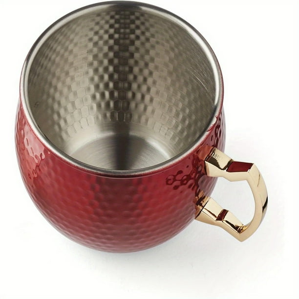 QUTETN Cambridge EAHMM6BNCB1DS 20 Oz Hammered Red Moscow Mule Mugs, Set Of 2