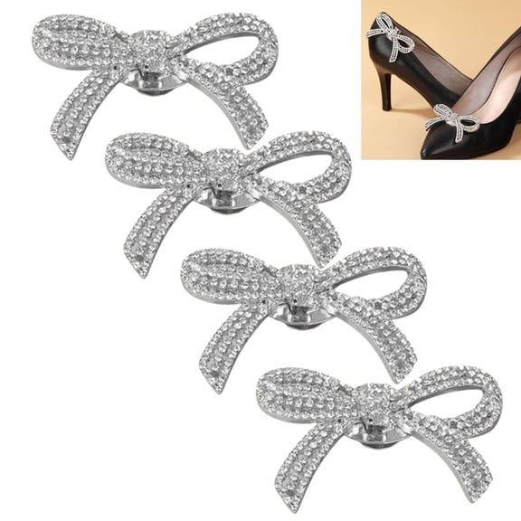 Shoe Clips for Women Dress Shoes Elegant Rhinestone Shoe Accessories Crystal Shoe Decoration Detachable Shoe Buckles Wedding Party Silver 4PCS