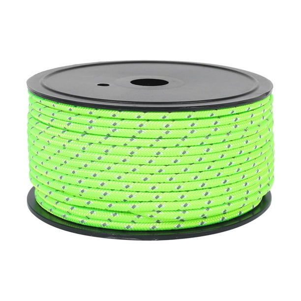 Cuerda para tienda de campaña de 50 m, tensores para exteriores, 4 mm de grosor, reflectante verde