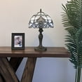 thumbnail image 6 of Tiffany Table Lamp White Stained Glass Baroque Style Lavender LED Bulb Included Bedroom Living Room Hotel Office Vintage 12"W*19"H, 6 of 6