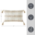 thumbnail image 3 of Better Homes & Garden 100% Cotton Plaid Stripe Oblong with Tassels and Poly Fill Insert, Beige, 14" x 24", 3 of 7