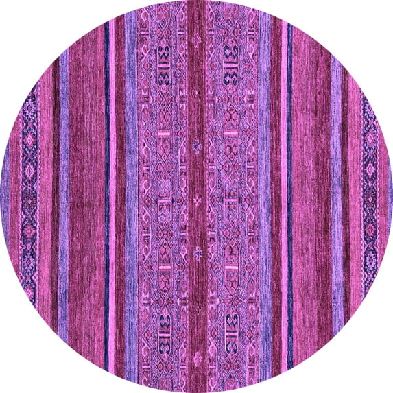 Ahgly Company Indoor Round Abstract Purple Modern Area Rugs, 3' Round