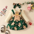 thumbnail image 3 of GYRATEDREAM Newborn Baby Girl Christmas Outfits Thanksgiving Romper Tops+Suspender Skirt +Headband Overall Winter Clothes Set for 0-18M Green, 3 of 9