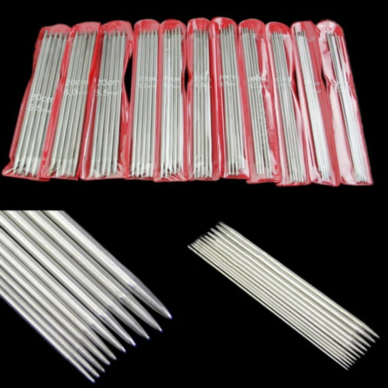 55pcs Knitting Needles Set, 11 Sizes 7.9 inch/20cm Double Pointed Stainless Steel Long Knitting Needles Sweater Crochet DIY