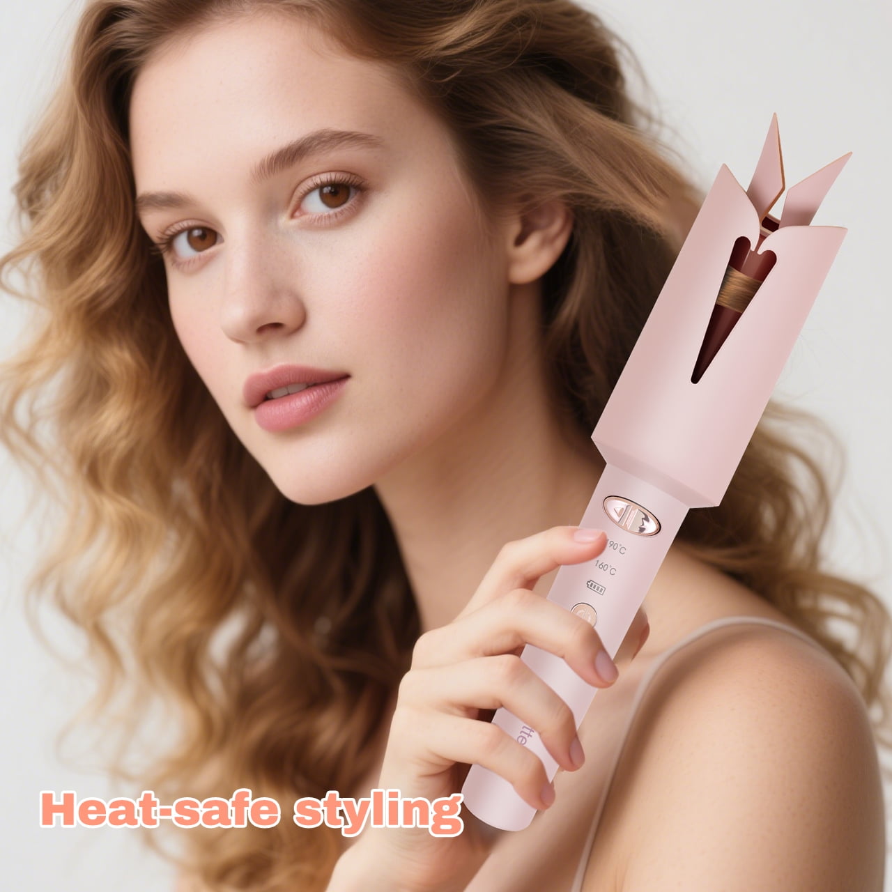 HATTEKER Automatic Rotating Curling Iron, Ceramic Tourmaline Coating Curling Iron, 25mm Automatic Curling Iron, Portable Hair Curler, USB Charging
