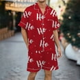 thumbnail image 4 of CONZONE Christmas Mens Pajama Sets Casual Men's Pjs Set Xmas Graphic Print Satin Pajamas Tops Shorts 2Pcs Sleepwear Outfit for Men Cozy Fall Winter Homewear Loungewear Sets, 4 of 4