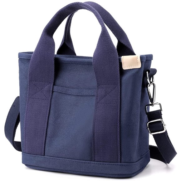 Small Cute Canvas Tote Crossbody Shoulder Bag Multiple Pockets Mini Casual Satchel Hobo Handbag Messenger Purse for Women