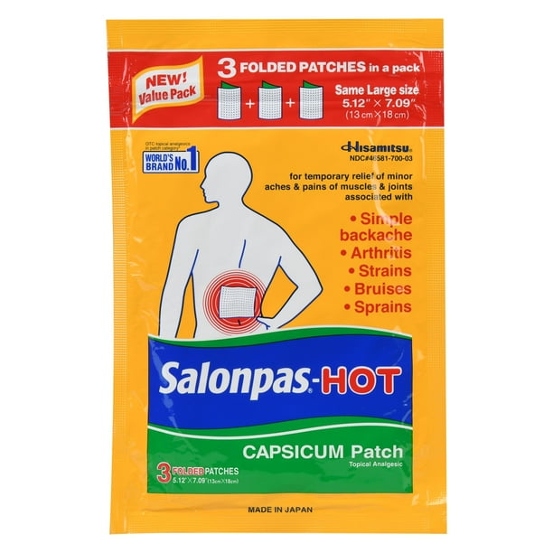 Salonpas Hot Capsicum Patch, Topical Analgesic 3 Large Patches