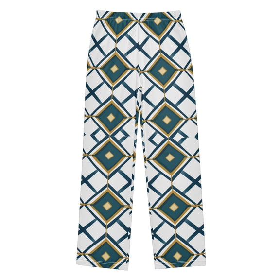 FORMRS Kids Pajama Pants with Pockets Size 6-8Y Boys Lounge Sleep Bottoms, Gold Geometric Pattern