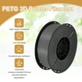 thumbnail image 3 of PETG 3D Printer Filament, 1.75mm 1KG High Precision Moistureproof Toughness Glossy Filament Gray, 3 of 6