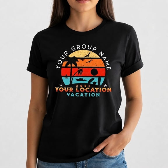 Custom Vacation Group T-Shirt Personalized Beach Trip Shirt, Family Trip Matching Tee, Your Group Name Location Vacation Shirt