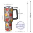 thumbnail image 2 of 40oz Pioneer Flower Floral Print Pattern Insulated Tumbler with Handle, BPA-Free Leak Proof Lid and Straws, Double Wall Vacuum, Hot 12h/Cold 34h, 2 of 6