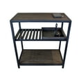 thumbnail image 4 of Bamboo & Steel Frame Nightstand/End Table with Wireless USB Charger Brushed Gray, 4 of 5