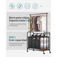 thumbnail image 3 of Clasificador de lavandería de 4 secciones, carrito de lavandería con barra colgante, resistente, 3 of 8