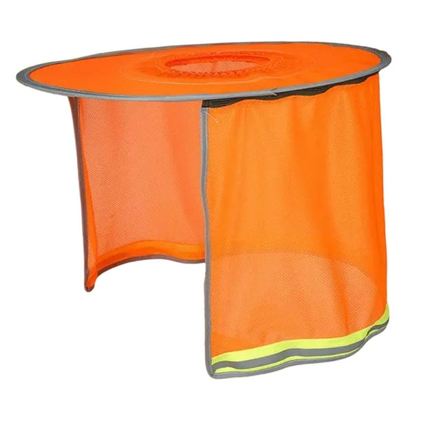 Parasol de malla con ala completa para casco de seguridad, para hombre y mujer, para jardinería Naranja