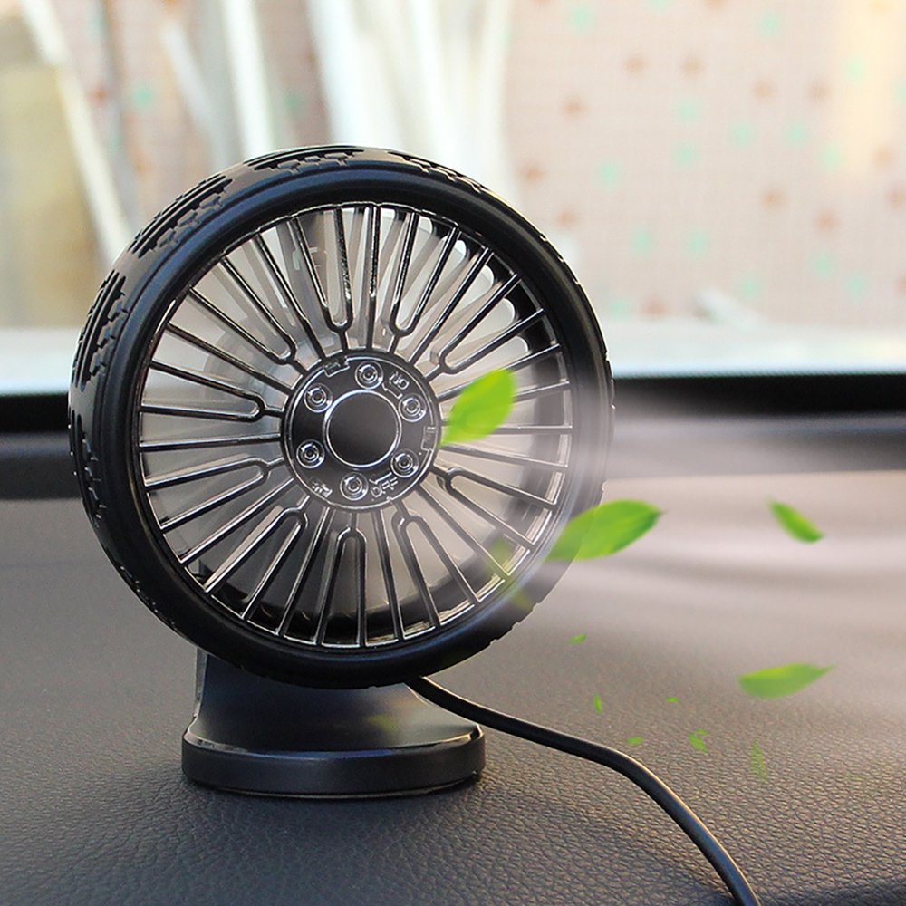 Windfall Mini Fan for Car Air Vent Dashboard Colorful LED Aromatherapy 3 Wind Speed Cooling Air