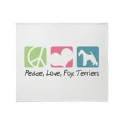 CafePress - Peace, Love, Fox Terriers Throw Blanket - Soft Fleece Throw Blanket, 50"x60" Stadium Blanket