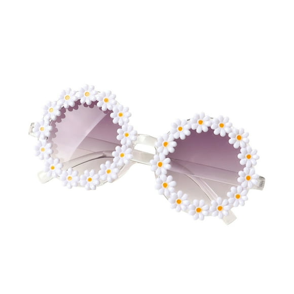 Lunettes de Soleil Rondes à Fleurs pour Enfants - Matériau PC, Protection UV 400, Design Mignon, Durables et Résistantes à la Chaleur, pour Bébés Filles/garçons (Plage/été en Plein Air)
