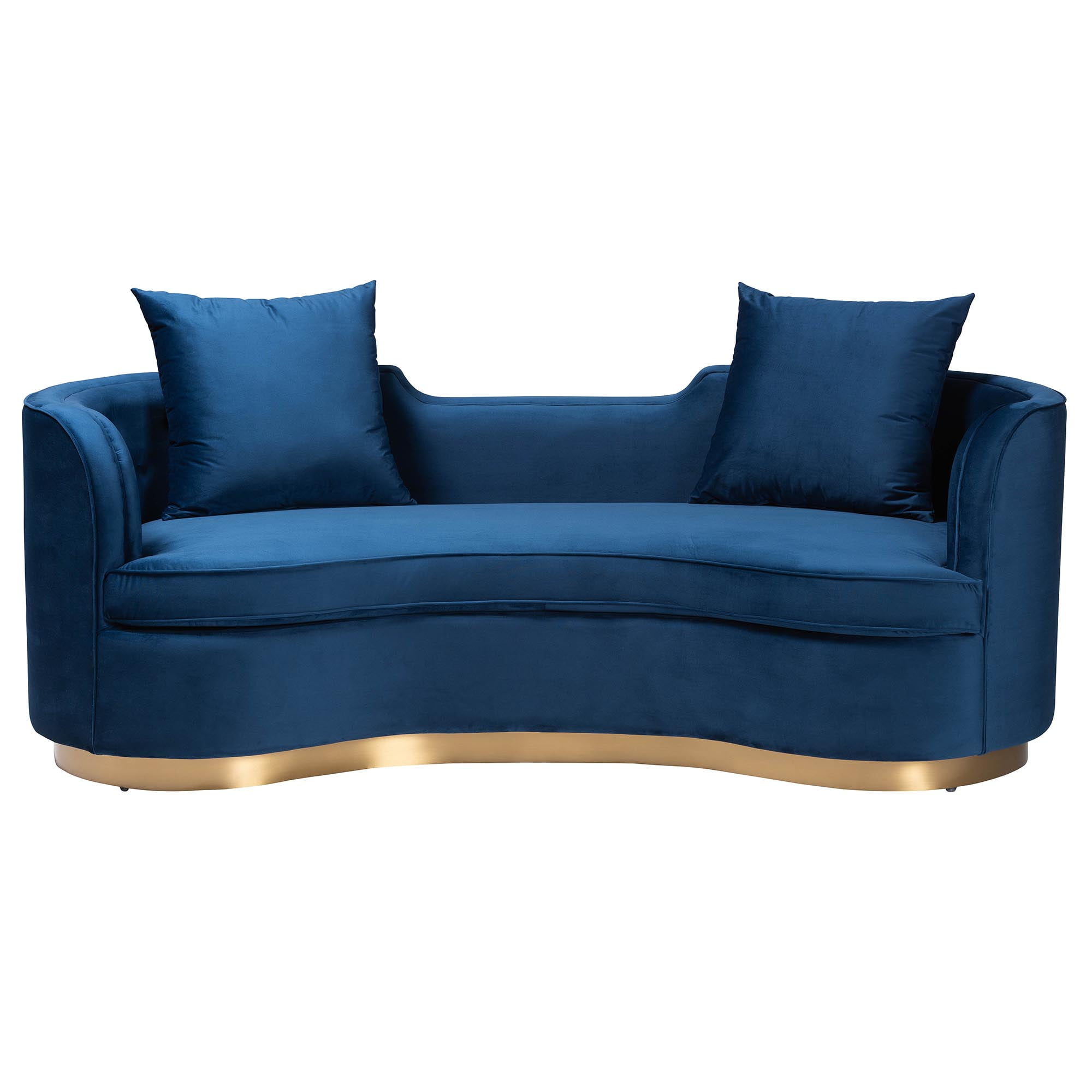 Baxton Studio Deserae Glamour Sofa, Velvet Fabric, Gold