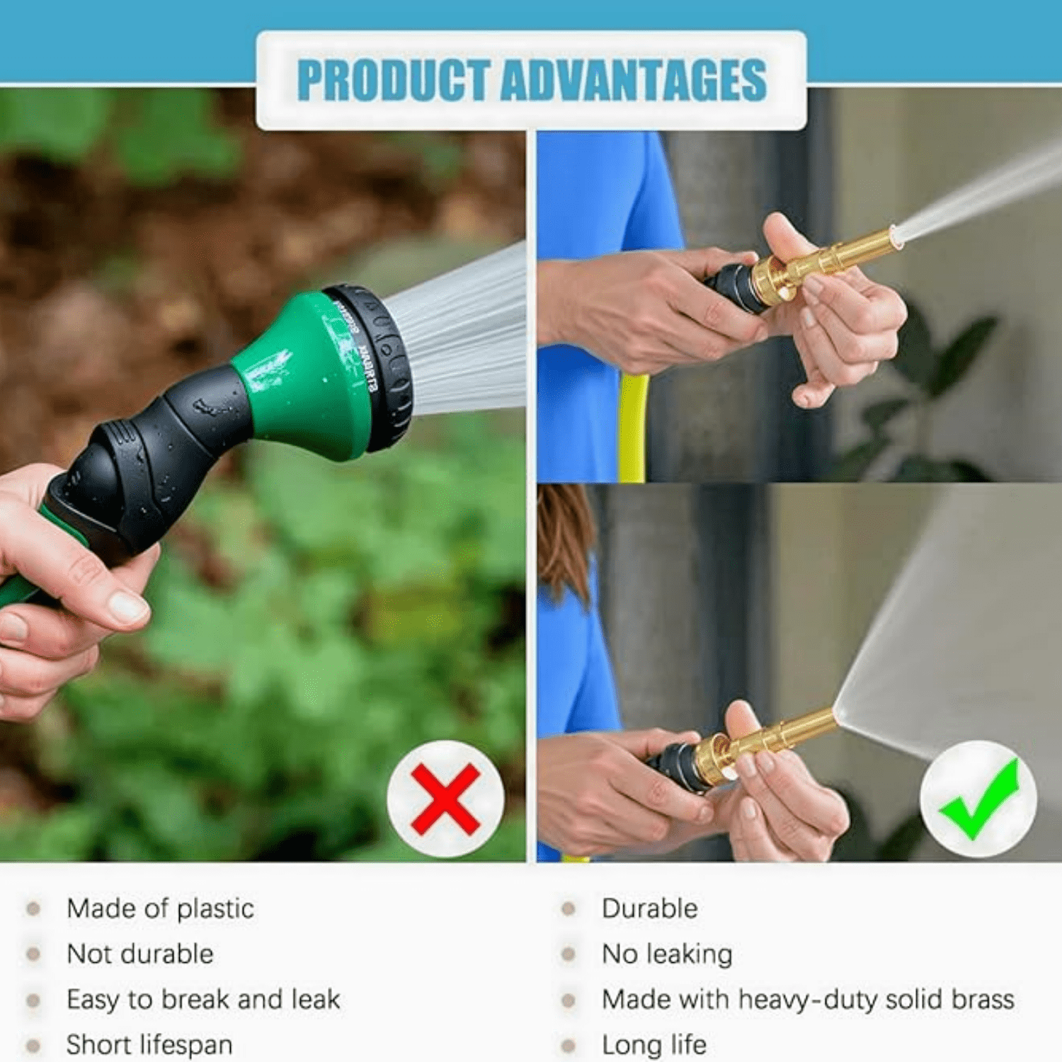 100FT RV Water Hose,5/8” Drinking Water Hose Lead-free, 3/4" Solid Aluminum Fittings-No Leak,Garden hose Extender/Hose Reel Connector with Adjustable Twist Hose Nozzle For RV/Trailer/Camping/Truck