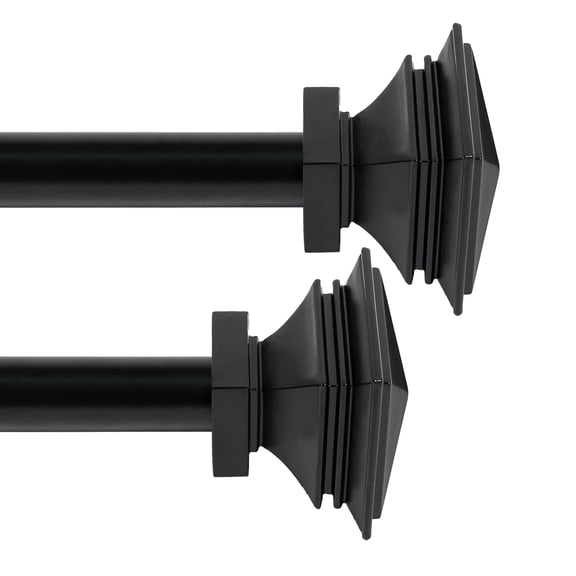 Deco Window Modern 1 in Powerd Coated Stacked Square Adjustable Single Curtain Rods, 44 in - 120 in (Pack of 2)