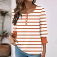 thumbnail image 4 of ShiShine Women's Striped Tunic Top Casual Button Down T Shirts Round Neck 3/4 Length Sleeve Fashion Outfits, 4 of 7