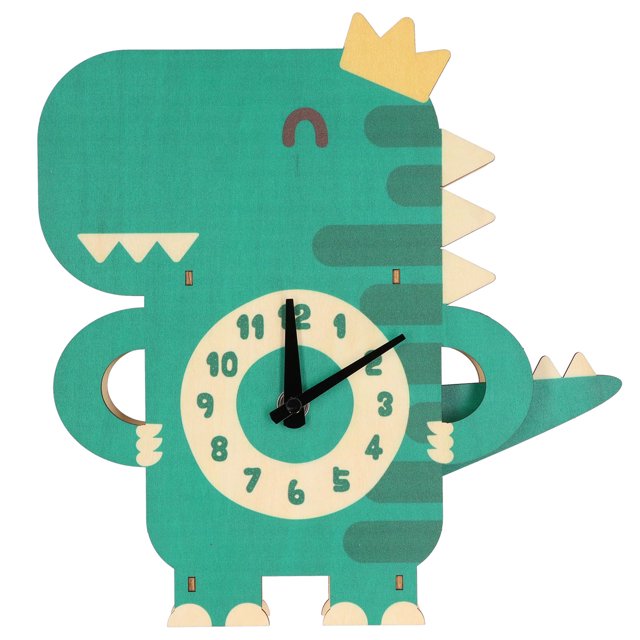 Reloj De Péndulo De Dinosaurio De Madera Diy, Reloj De Pared De Dibujos Animados Novedosos Para Niños Para Dormitorio, Estudio, Decoración De Sala De Estar Cateissary HA016994-00