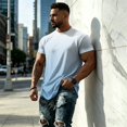 thumbnail image 4 of Uwinwear Men's UPF 50+ UV Sun Protection Shirts Cooling Fabric Light Weight T-shirts Fast Dry Crew Neck Short Sleeve Breathable Summer Beach Outdoor Casual Top,Light Purple,XXL, 4 of 5