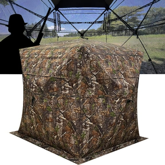 Portable 2/3/4 Person 270 Degree See Through Hunting Blind Ground Camouflage Pop Up Hub Turkey Deer Blinds Tent
